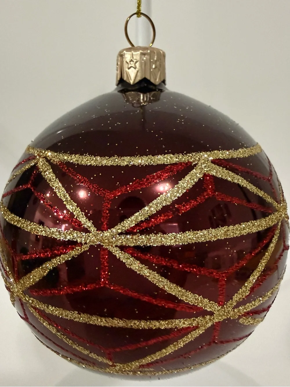 Holiday Living Emerald Green & Burgundy Red European Glass Christmas Ornaments